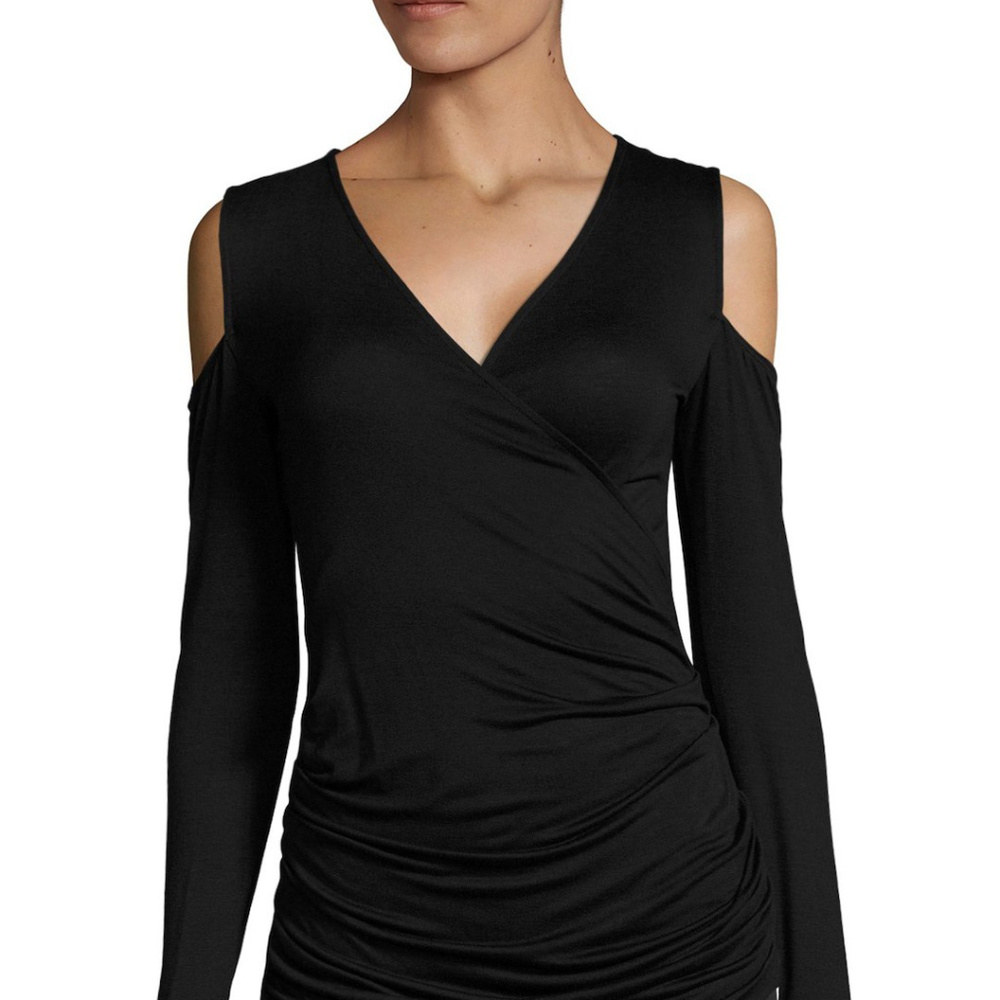 Bailey 44 v-neck, ruched, cold shoulder top